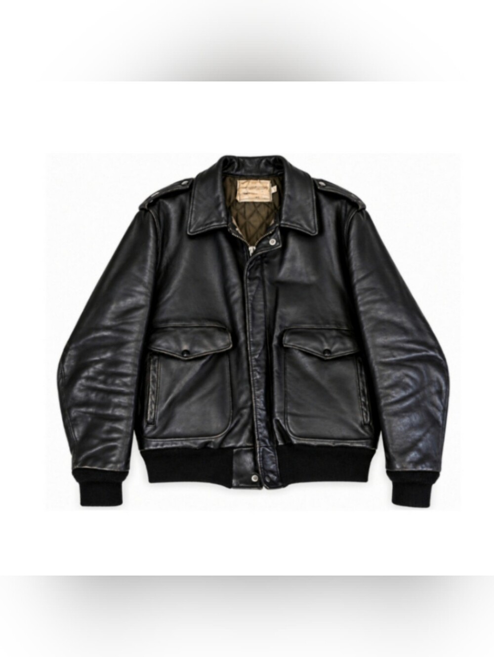 Vintage 60s Schott IS-674-M.S. Black Leather Flight Jacket Size 42 Bomber A2 USA